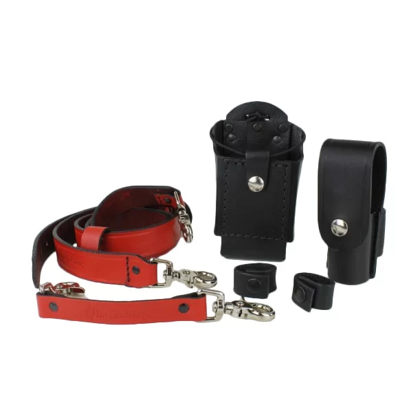 Boston Leather Grand Slam Combo, Red Radio Strap