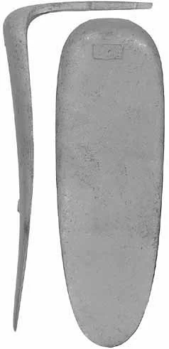 English Shotgun Buttplate, wax cast steelOverall length is 5-3/4", width 1-7/8", comb 2-9/16"