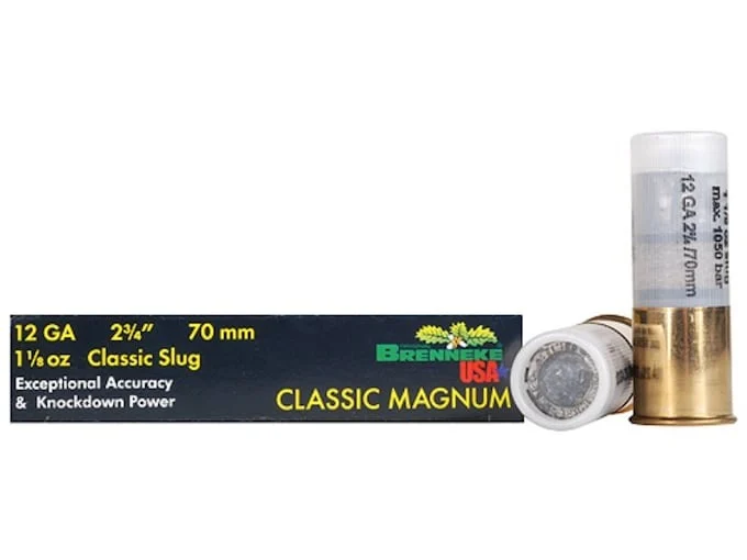 Brenneke USA Classic Magnum Ammunition 12 Gauge 2-3/4″ 1-1/8 oz Lead Slug Box of 5