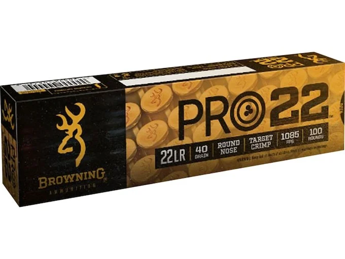 Browning Pro22 Ammunition 22 Long Rifle 40 Grain Lead Round Nose