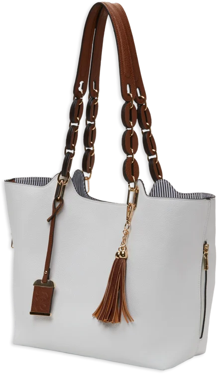 Bulldog Tote Style Purse Braided White Leather Shoulder Most Small Pistols & Revolvers, Ambidextrous