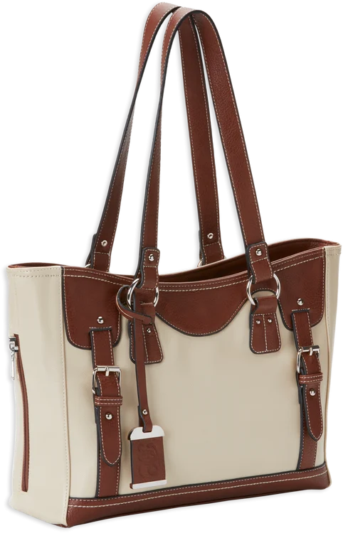 Bulldog Tote Style Purse Medium Sand/Stone Leather Shoulder Small Autos, Revolvers Right Hand