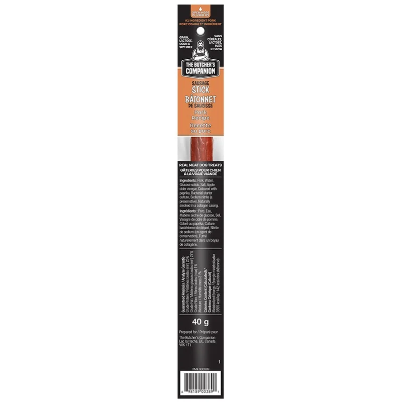 The Butcher’s Companion Pork Recipe Sausage Long Sticks Dog Treats