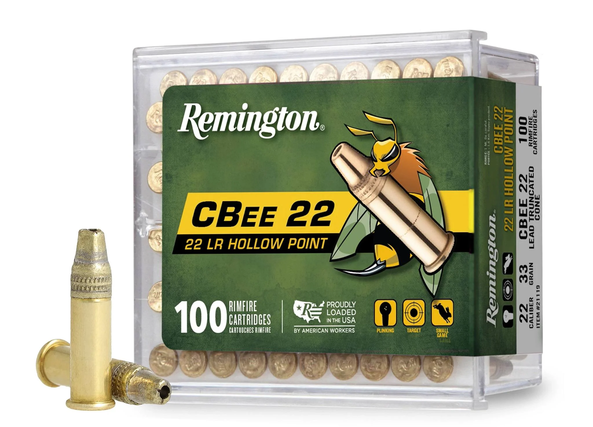 C-BEE 22, 22 LR, 33 Grain, Plated Truncated Cone Hollow Point, 740 fps
