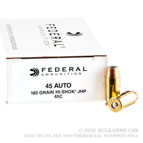 50 Rounds of .45 ACP Ammo by Federal - 185gr JHP