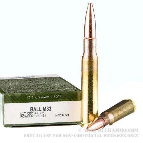 10 Rounds of .50 BMG Ammo by Magtech - 624gr FMJ M33