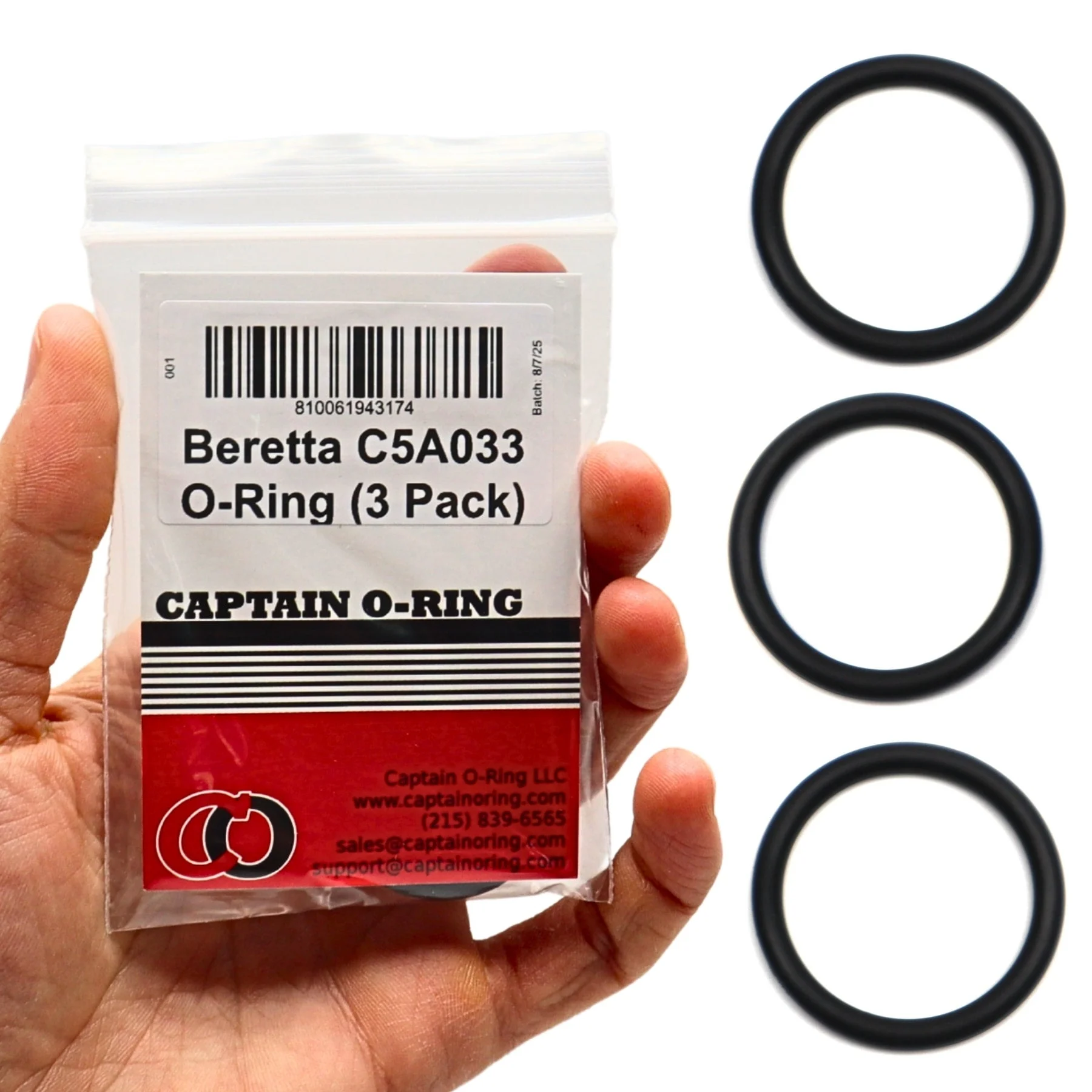 C5A033 O-Rings for Beretta 12ga A300, A350, A391 Xtrema, TX4, 1301 Forend (3 Pack)