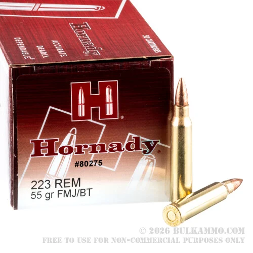 500Rounds of .223 Ammo by Hornady - 55gr FMJBT