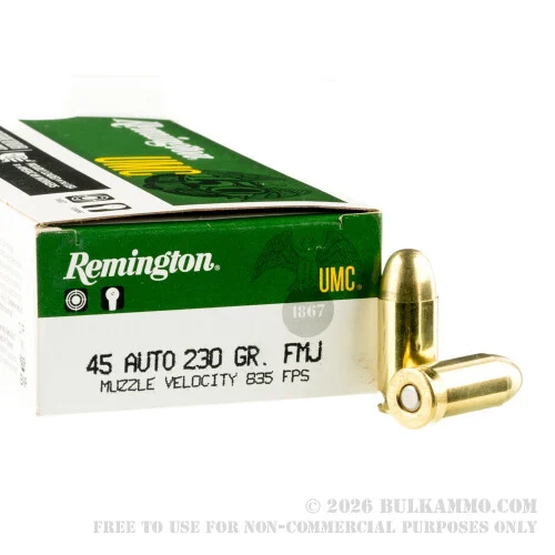 50 Rounds of .45 ACP Ammo by Remington - 230gr MC