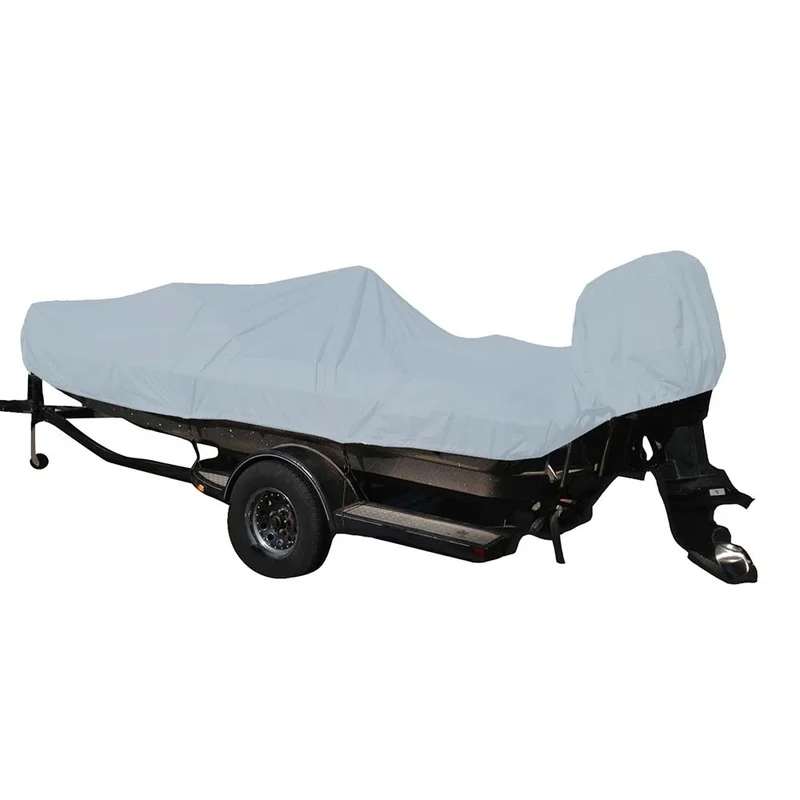 Carver Poly-Flex II Styled-to-Fit Boat Cover f/17.5 FishSki Style Boats w/Walk-Thru Windshield – Grey [77317F-10]