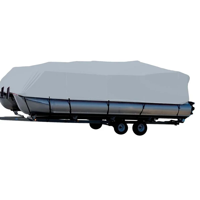 Carver Sun-DURA Styled-to-Fit Boat Cover f/23.5 Pontoons w/Bimini TopRails – Grey [77523S-11]