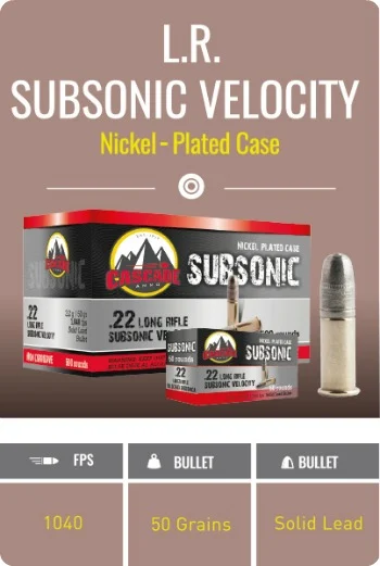 Cascade .22 LR Subsonic 50gr Bullets (50/box)