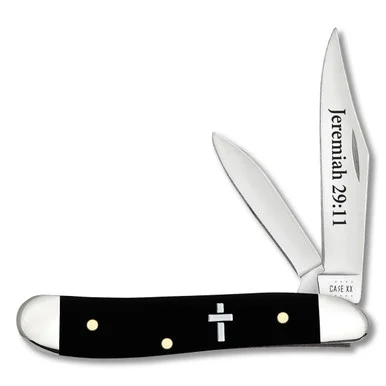 Case Jeremiah 29:11 Smooth Black Synthetic Peanut Folding Knife