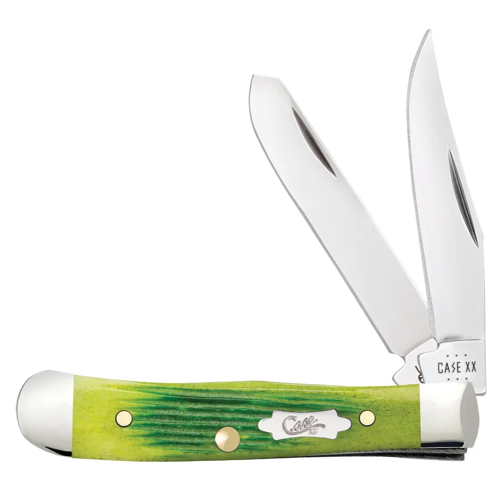 Case Tiny Trapper Barnboard Jig Lime Green Bone Pocket Knife