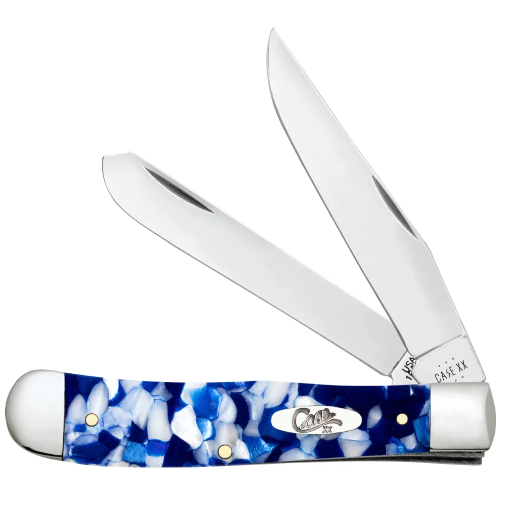 Case Trapper Blue Crackle Kirinite Pocket Knife