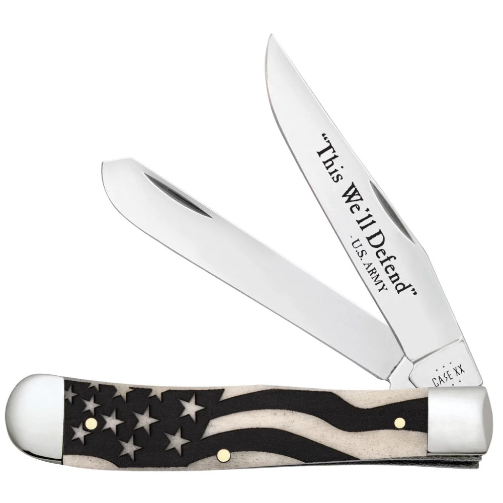 Case US Army Trapper American Flag Natural Bone Pocket Knife