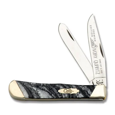 Case XX Slant Bolster Ivory Quartz Corelon Trapper Folding Knife CAS9254IQ