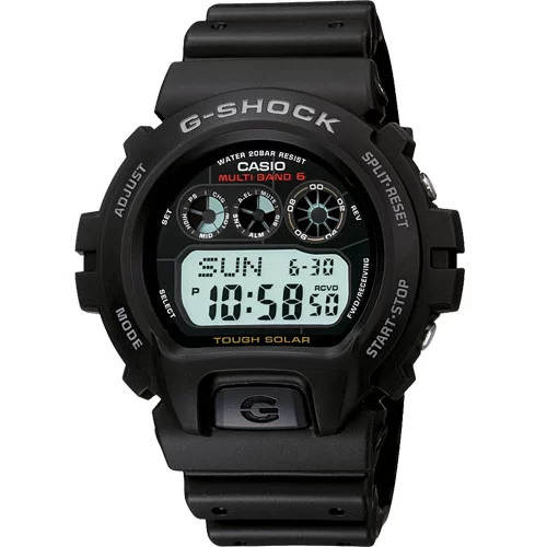 Casio G-Shock Digital Watch Atomic/Solar Powered, Black/White Accents