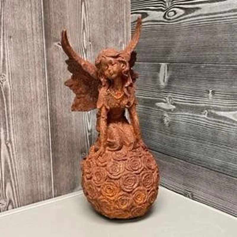 Cast Iron Kneeling Fairy Statue