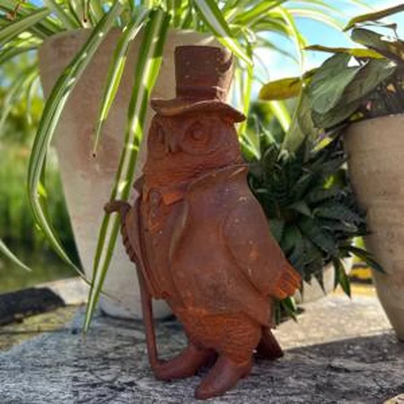 Cast Iron Top Hat OwlStatue