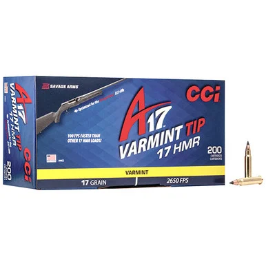 CCI A17 Varmint Tip 17 HMR Rifle Ammunition 200 Round Brass Rimfire 17 Grain Varmint Tip 949CC