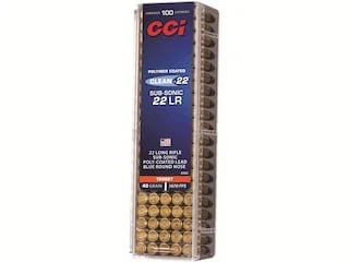 CCI Clean-22 Ammunition 22 Long Rifle Subsonic 40 Grain Blue Polymer Coated Lead Round Nose