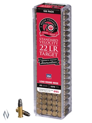 CCI RUGER 70TH ANNIVERSARY 22LR 40GR LRN 100PK 1070FPS
