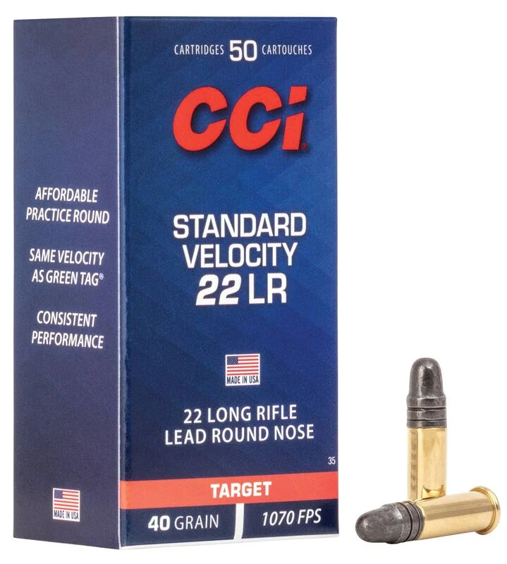 CCI Standard Velocity .22 LR 40 gr LRN – Precision Ammo| 1000 Rounds