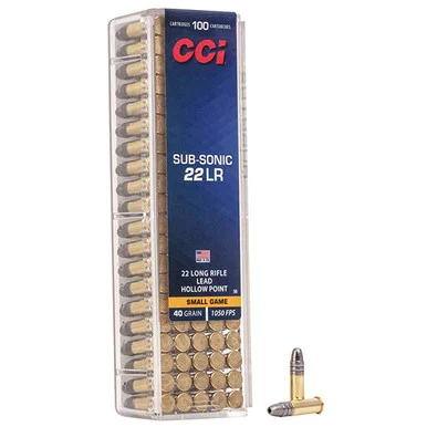 CCI Sub-Sonic 22 Long Rifle Ammunition 40 Grain Brass Rimfire 100 Rounds LHP 0056