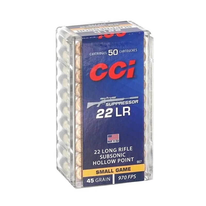 CCI Suppressor 22 LR 45 Gr Subsonic Hollow Point Ammo