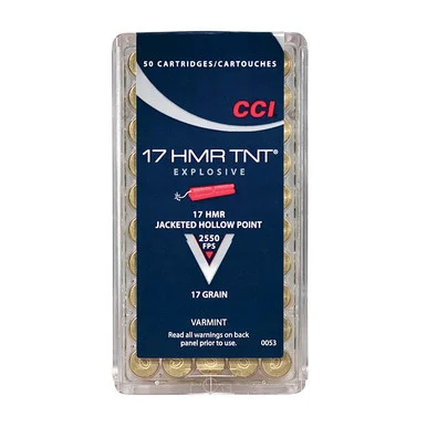 CCI TNT 17 HMR Varmint Rimfire Ammunition 50 Rounds Brass 17 Grain JHP 0053