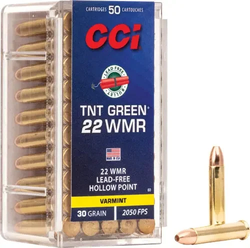 CCI TNT GREEN 22WMR LEAD FREE 30GR 2050FPS 50RD