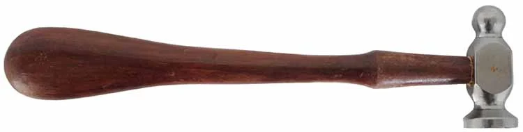 Chasing hammer,forged steel 1" face with round end for peening,9" handle