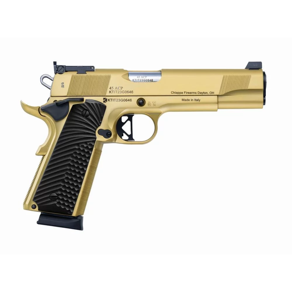 Chiappa 1911 Empire Grade Handgun .45 ACP 8rd Magazines (2) 5″ Barrel Gold with Black Grips