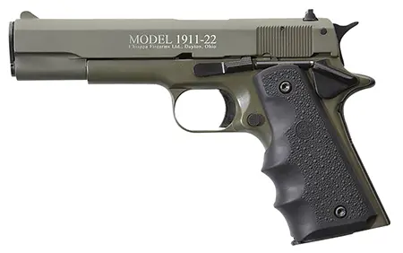 Chiappa Firearms 401121 1911-2222 LR 10+1 5″ OD Green Serrated Steel Slide & Beavertail Frame, Black Hogue Rubber w/Finger Grooves Grip