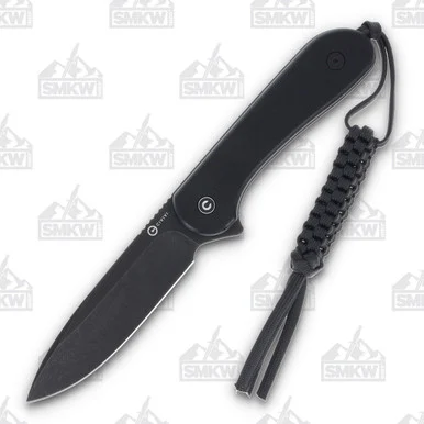 CIVIVI Elementum Fixed Blade Knife 3.98 Inch Plain Black Drop Point WKCC2105A