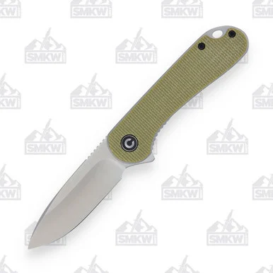 CIVIVI Elementum Olive Micarta 2.96 Inch Plain Satin Drop Point WKCC907S