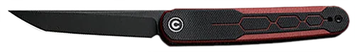 Civivi Knives KwaiQ 2.97" Folding Plain Black Stonewashed Nitro-V Steel Blade, Black/Burgundy Textured G10 Handle