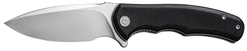 Civivi Knives Praxis Mini 2.98" Folding Drop Point Plain Satin D2 Steel Blade, Black Textured G10 Handle