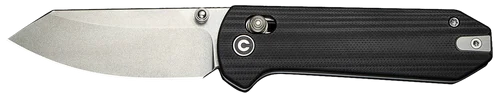 Civivi Knives Yonder 2.88" Folding Spey Point Plain Stonewashed 14C28N Steel Blade, Black Textured G10 Handle