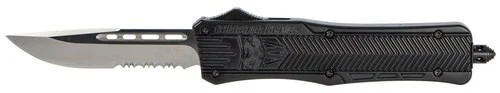 CobraTec CTK-1 Medium OTF, 3", 440C Stainless Steel, Drop Point Serrated, Black Zinc-Aluminum Alloy