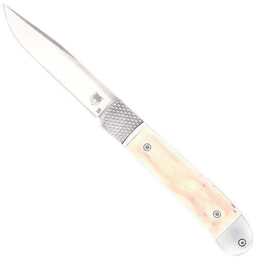 CobraTec Knives Trapper Hidden Release 3.12" OTF Drop Point Plain Satin D2 Steel Blade, 4.25" White Bone Scales Handle