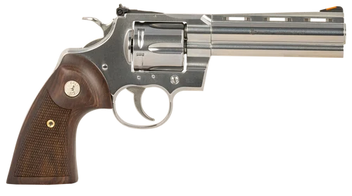 Colt Python 357 Magnum, 5" Barrel, Silver, Wood Grips, 6rd