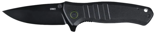Columbia River Dextro, Folding Knife, Plain Edge, 3.18" Spear Point, Aluminum Handle, D2 Stainless, Titanium Nitride Finish, Black Blade