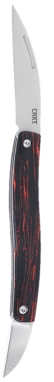 Columbia River Forebear Red & Black, Folding Knife, Satin Finish, Silver, Black and Red G10 Handle, Plain Edge, 2.29" and 1.06" Blades, Sandvik 12C27, Slip Joint