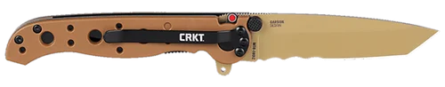 Columbia River M16, Folding Knife, EDP Finish, Dessert Tan, Glass-Reinforced Nylon Handle, 3.13" Blade Length, D2, Combination Edge, Liner Lock