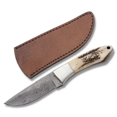 Crowbar Hotel Damascus Hunter Fixed Blade Knife DM1050SG