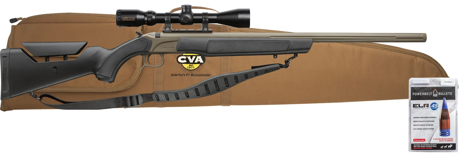 CVA™ Accura LR-X Scope Package - .50 Cal 30" Barrel - Cerakote™ FDE Barrel w/ Black Stock 1:28 Twist - PR3211NMZ