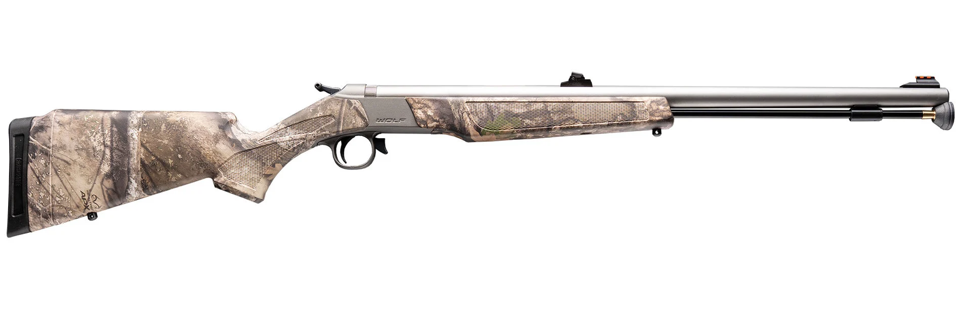 CVA Wolf Muzzleloader - .50 Cal Stainless Steel & Realtree APX - Open Sights - PR2120S