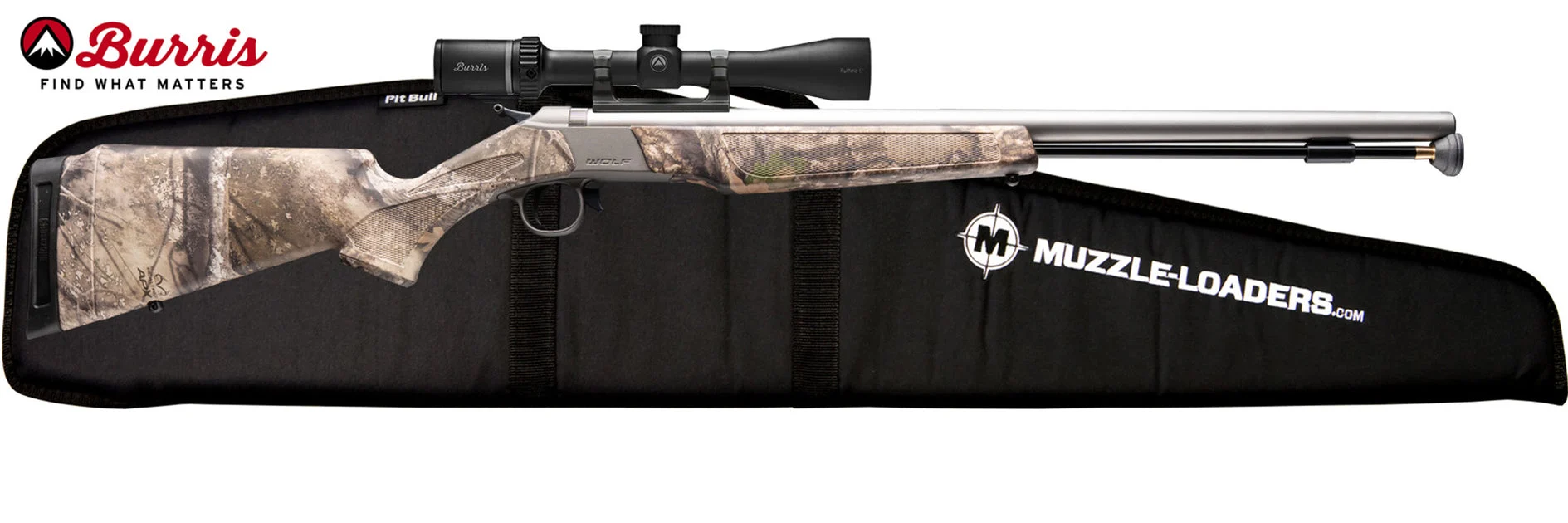 CVA™ Wolf Muzzleloader Rifle .50 Cal w/ Burris Fullfield E1 3-9x40mm Scope - Stainless Steel & Realtree APX - PR2120BFC